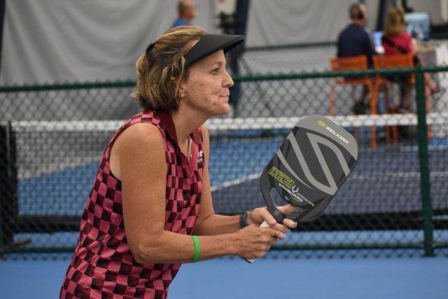 Heather Iffert playing Pickleball.