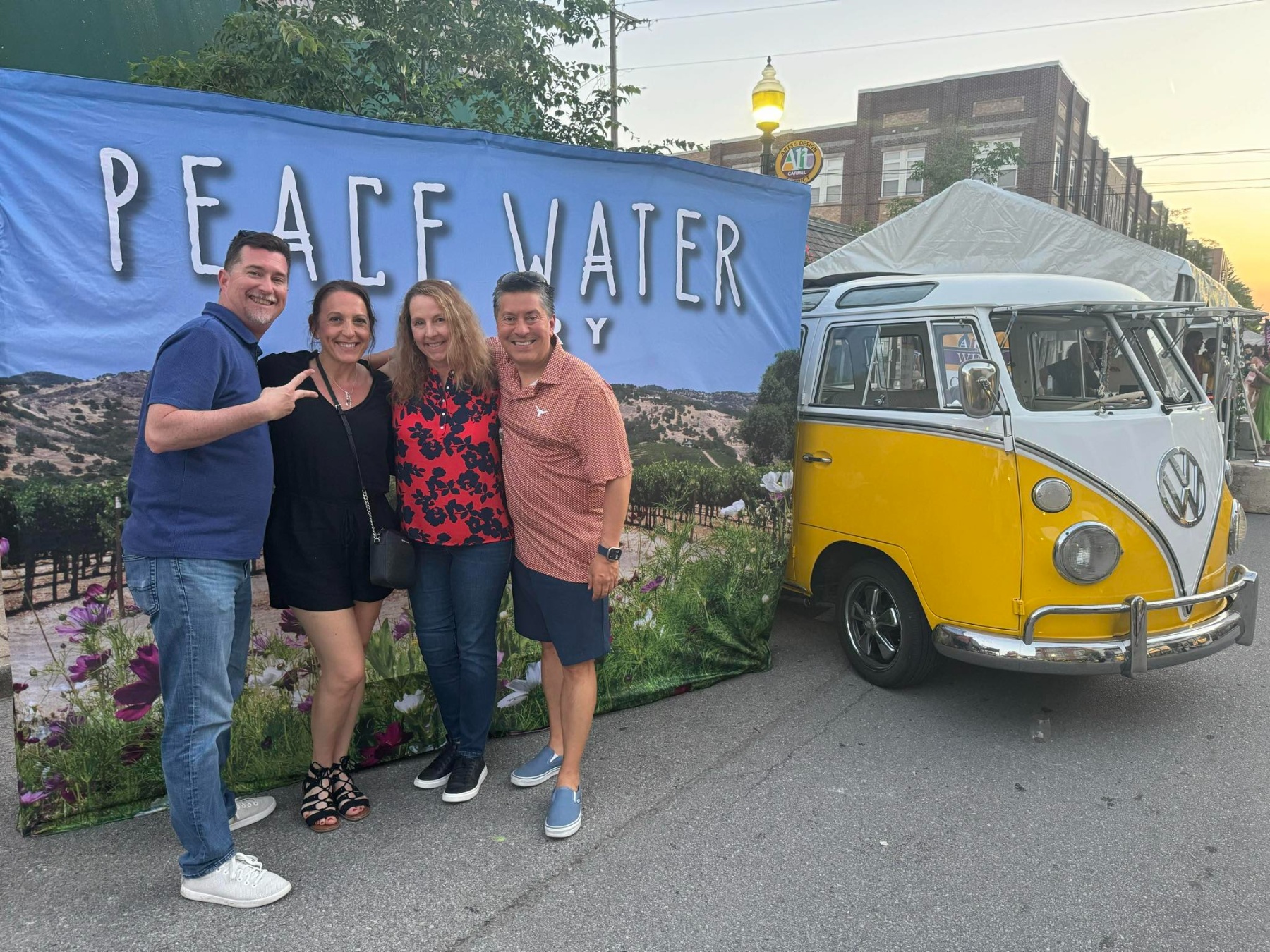 group of friends at Peace Water Winery Indianapolis