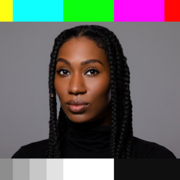 Actress Temara Payton headshot against TV error background image