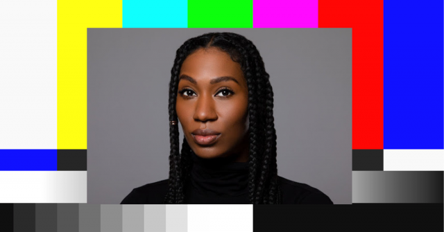 Actress Temara Payton headshot against TV error background image