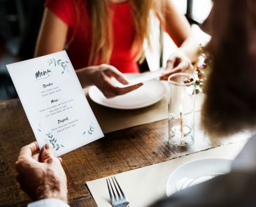 Someone looking at a menu.