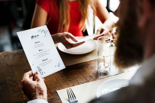 Someone looking at a menu.