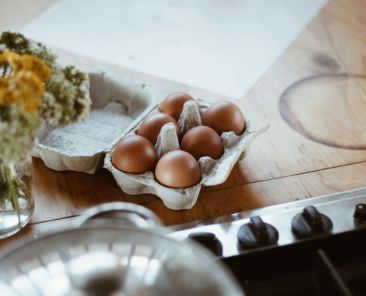 Eggs on a counter.