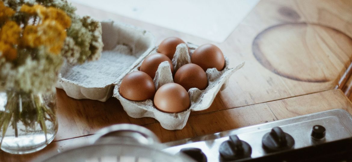 Eggs on a counter.