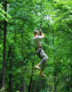 Go Ape! - A person ziplining. 