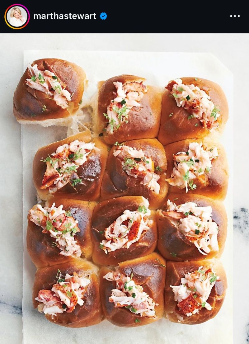 Martha Stewart - Lobster Roll Instagram Post