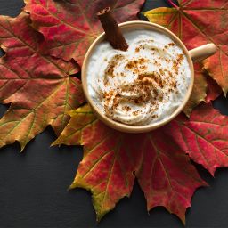 fall coffee drink with leaves and spices