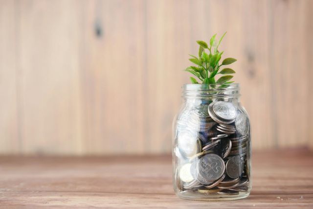 Jar full of change.