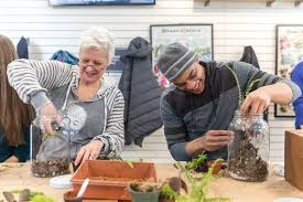 People making terrariums. 