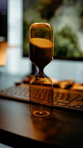 Hourglass on a desk