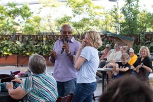 Emcee and attendee at Animals & All that Jazz