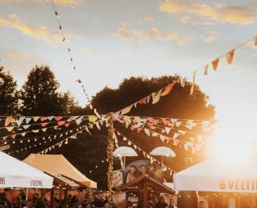 view of flags at a fair