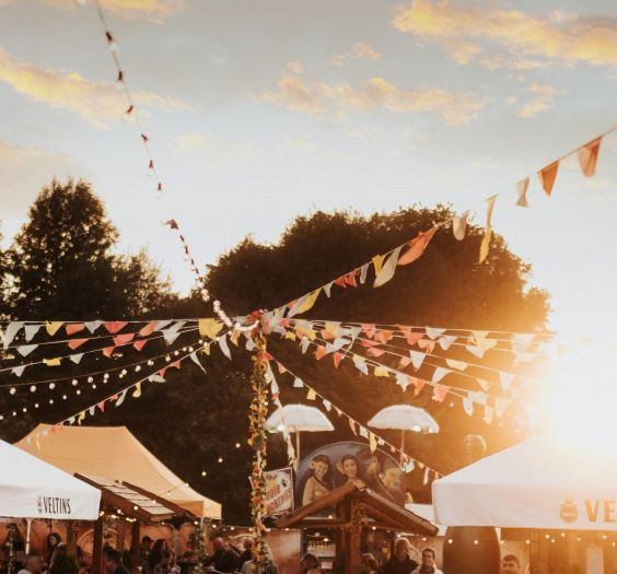 view of flags at a fair