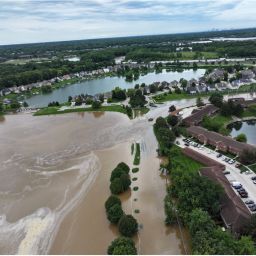 Overview shot of flooding in Indiana