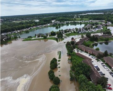 Overview shot of flooding in Indiana